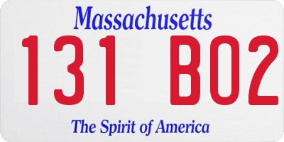 MA license plate 131BO2