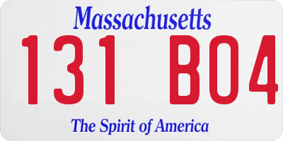 MA license plate 131BO4