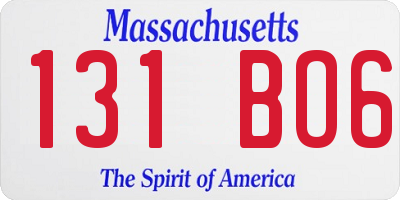 MA license plate 131BO6
