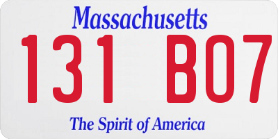 MA license plate 131BO7