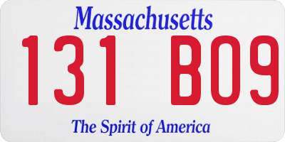 MA license plate 131BO9
