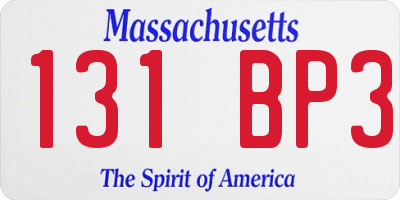 MA license plate 131BP3