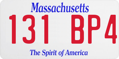 MA license plate 131BP4