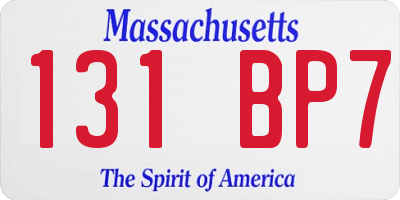 MA license plate 131BP7