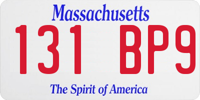 MA license plate 131BP9