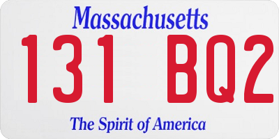 MA license plate 131BQ2