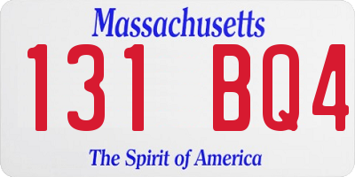 MA license plate 131BQ4