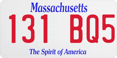 MA license plate 131BQ5