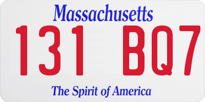 MA license plate 131BQ7