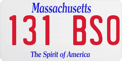 MA license plate 131BS0