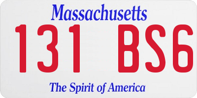 MA license plate 131BS6