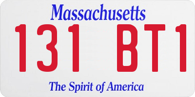 MA license plate 131BT1