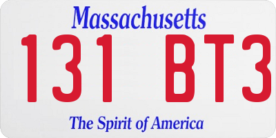 MA license plate 131BT3