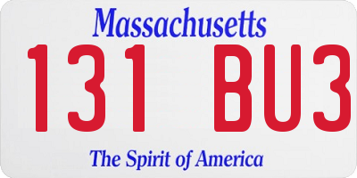 MA license plate 131BU3