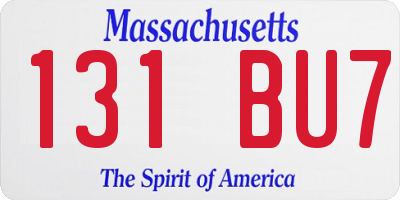 MA license plate 131BU7