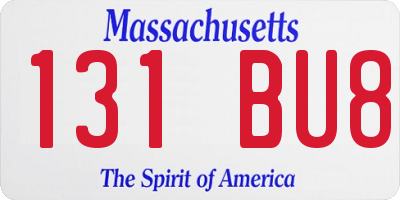 MA license plate 131BU8