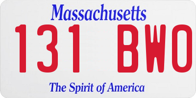 MA license plate 131BW0