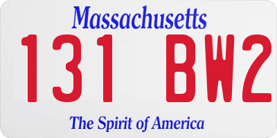 MA license plate 131BW2