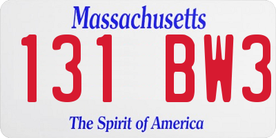 MA license plate 131BW3