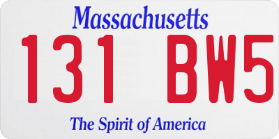 MA license plate 131BW5