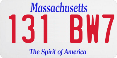 MA license plate 131BW7