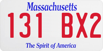 MA license plate 131BX2