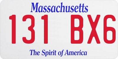 MA license plate 131BX6