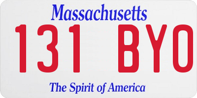 MA license plate 131BY0