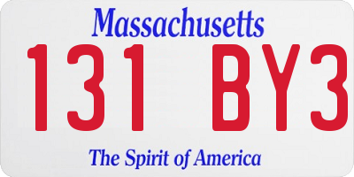 MA license plate 131BY3