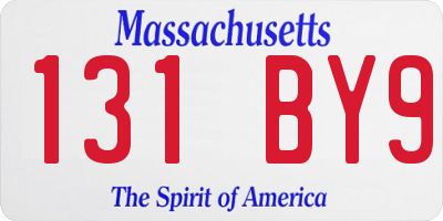 MA license plate 131BY9