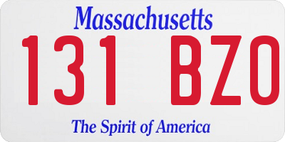 MA license plate 131BZ0