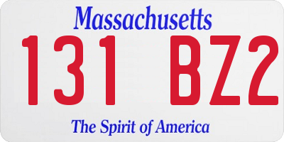 MA license plate 131BZ2