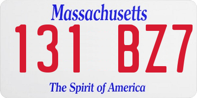 MA license plate 131BZ7