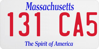 MA license plate 131CA5