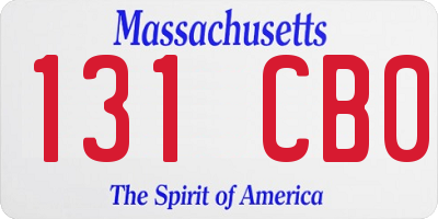 MA license plate 131CB0