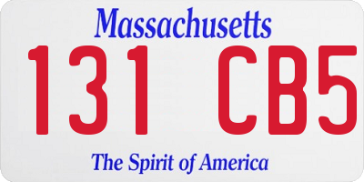 MA license plate 131CB5