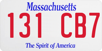 MA license plate 131CB7