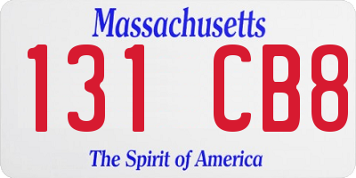 MA license plate 131CB8