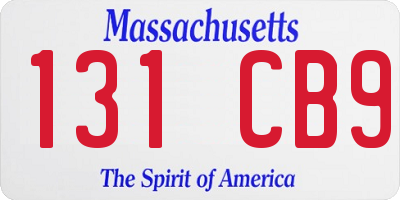 MA license plate 131CB9