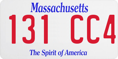 MA license plate 131CC4