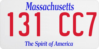 MA license plate 131CC7
