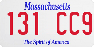 MA license plate 131CC9