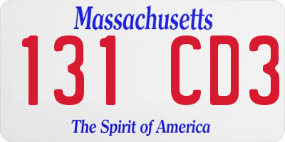 MA license plate 131CD3
