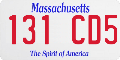 MA license plate 131CD5