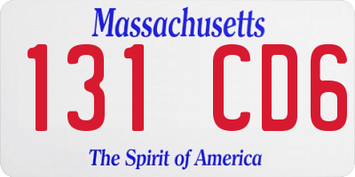 MA license plate 131CD6