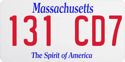 MA license plate 131CD7