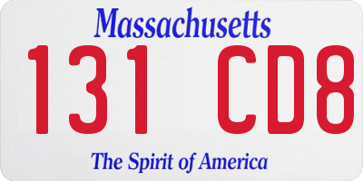 MA license plate 131CD8