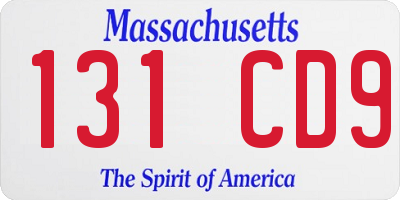 MA license plate 131CD9