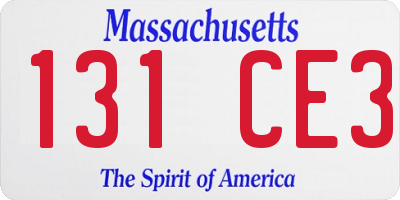 MA license plate 131CE3