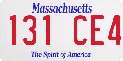 MA license plate 131CE4